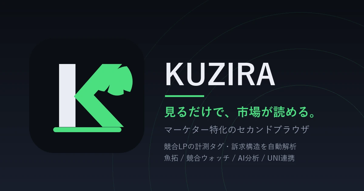 KUZIRA — 見るだけで、市場が読める。マーケター特化のセカンドブラウザ