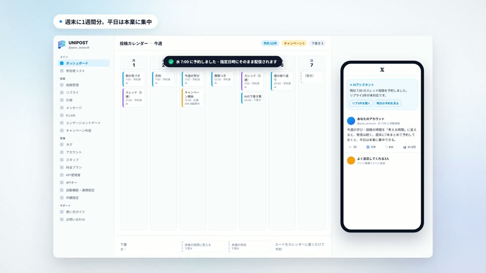 UNIPOSTの画面